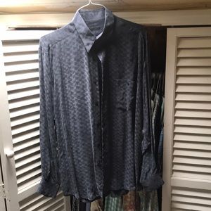 Mens navy button down shirt by Bertone of Germany